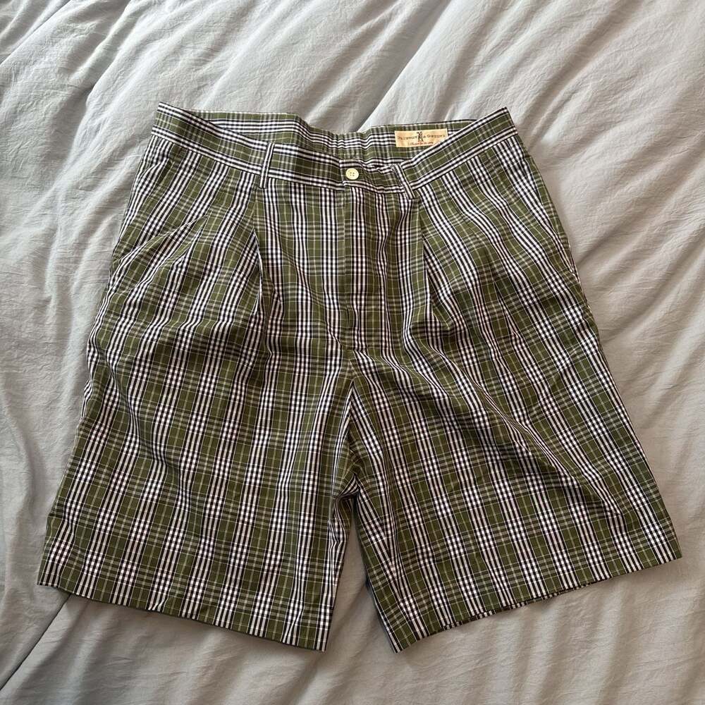 Fairway & Greene Mens Green Plaid Golf‎ Shorts Size 39 x9.5
